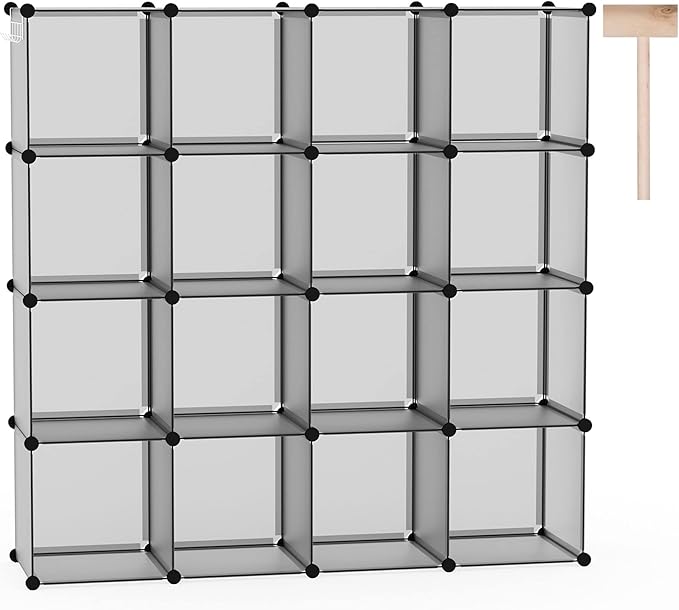 C&AHOME Plastic 16-Cube Grey UPCS16G by CAHOME