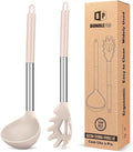 Silicone Pasta Fork and Ladle Spoon Set, Large Non Stick Kitchen Utensils by BUNDLEPRO