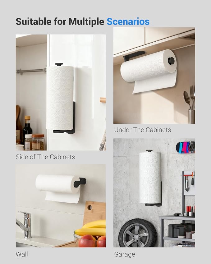 Paper Towel Holder Under Cabinet, One-Handed Tear, Wall Mount, Paper Roll Holder - Image 5