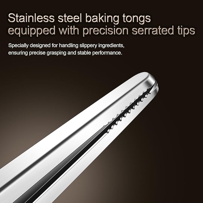 Locking Stainless Steel Kitchen Tongs, 12-inch Grill Tongs, Heat-Resistant up - Image 5