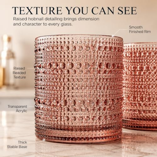 Khen Hobnail Beaded Highball Drinking Tumbler Glasses | Set of 12