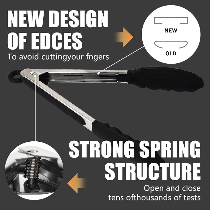 Kitchen Tongs with Silicone Tips, Kitchen Tongs, Cooking Tongs, Premium - Image 4
