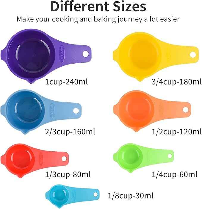 Measuring Cups and Spoons Set 15, 7 Plastic Measuring Cup Set, 7 Spice Long - Image 5