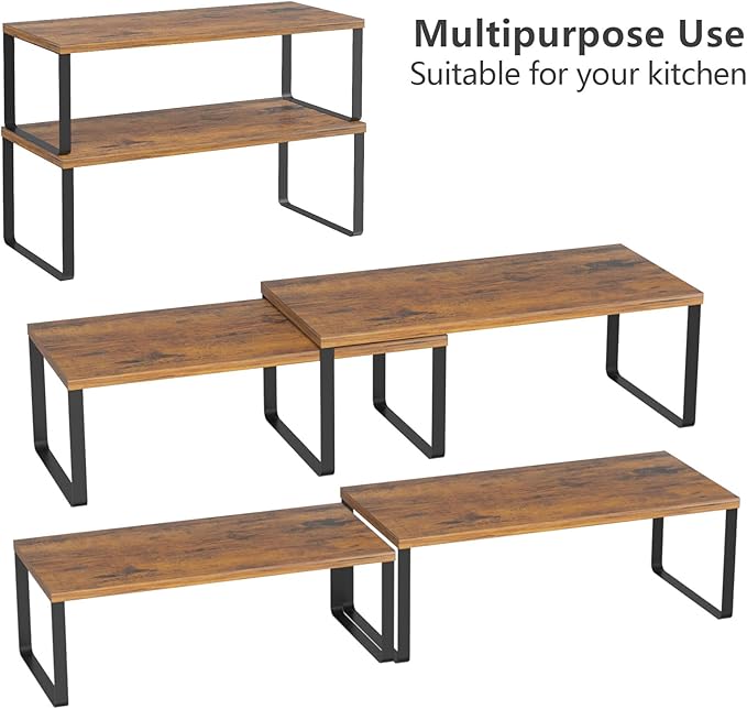 NEX Kitchen Cabinet and Counter Shelf Organizer, Stackable & Expandable - Image 4