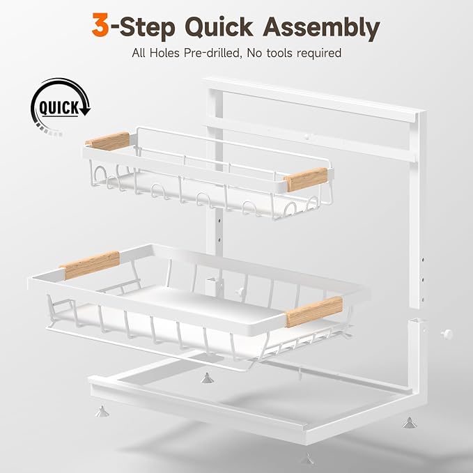 Sevenblue 2 Packs Under Sink Organizer, Height Adjustable 3 Tier Under Kitchen - Image 7