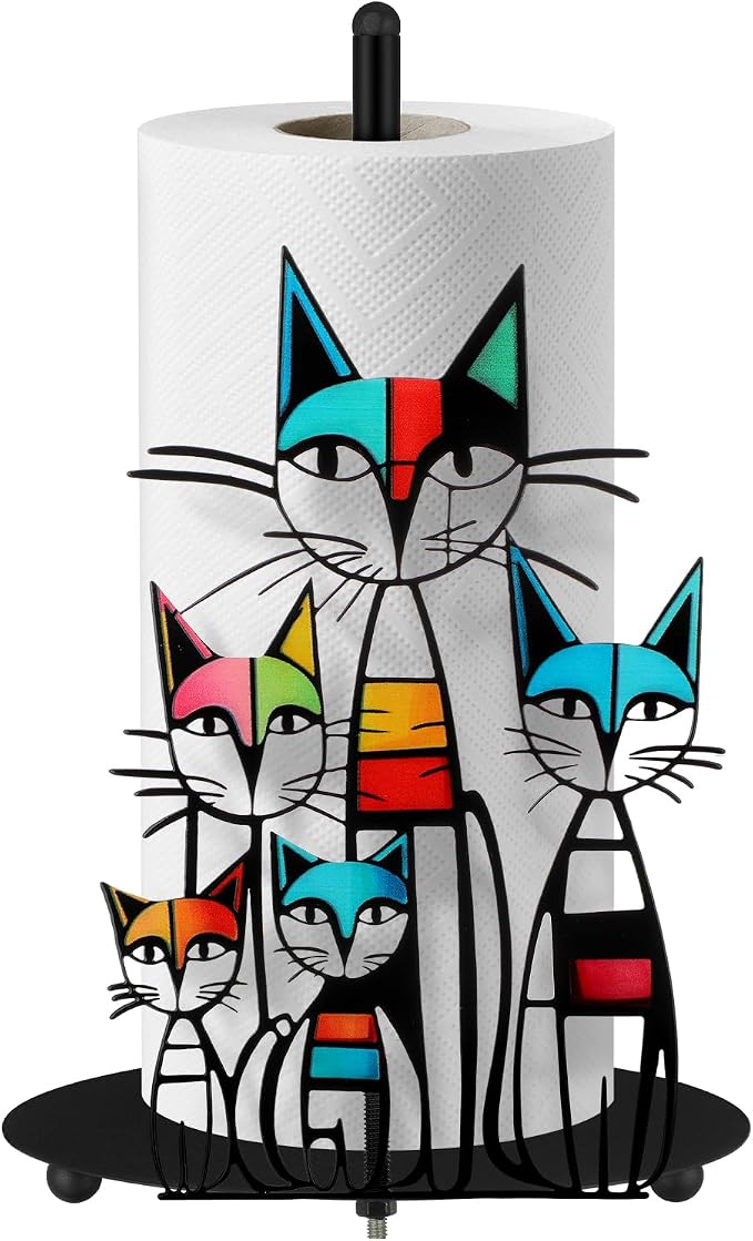 Mid Century Cat Paper Towel Holder Black Metal Paper Towel Holder Retro - Image 8