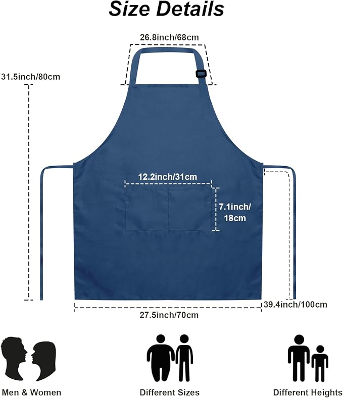 15 Pcs Adult Aprons Bulk with Pockets Adjustable Bib Chef Apron - Image 5