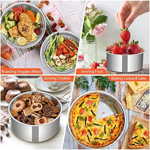 TeamFar 6 Inch Cake Pan, 6” x 3” Stainless Steel Round Baking Pan Set