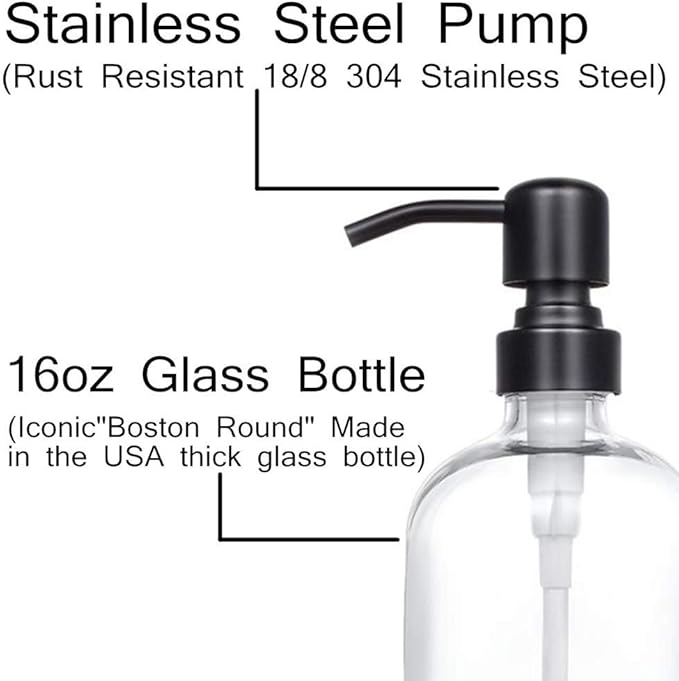 2 Pack Thick Clear Glass Pint Jar Soap Dispenser - Image 4