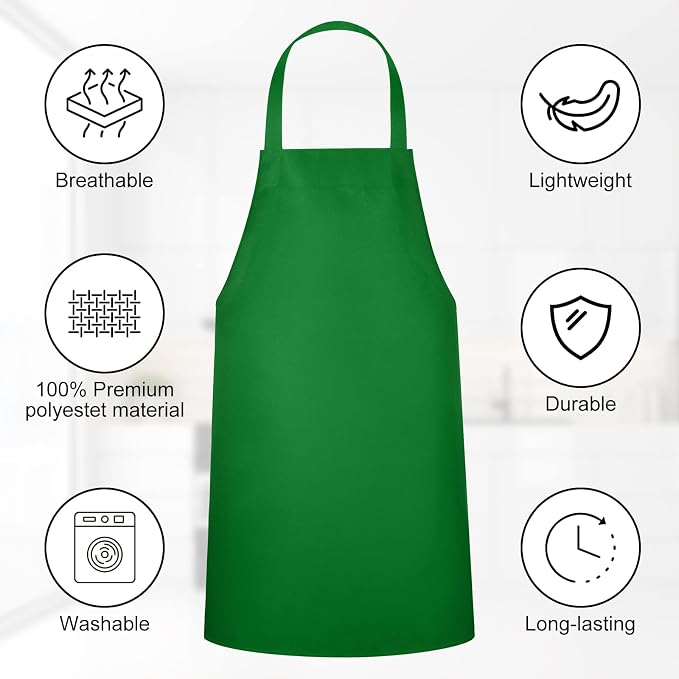 Foaincore Bib Aprons, Unisex Apron No Pocket Bulk Machine Washable Plain Aprons - Image 3