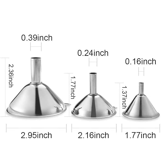 Metal Stainless Steel Funnel, Large Medium Small Funnel Set of 3, Food Grade - Image 2