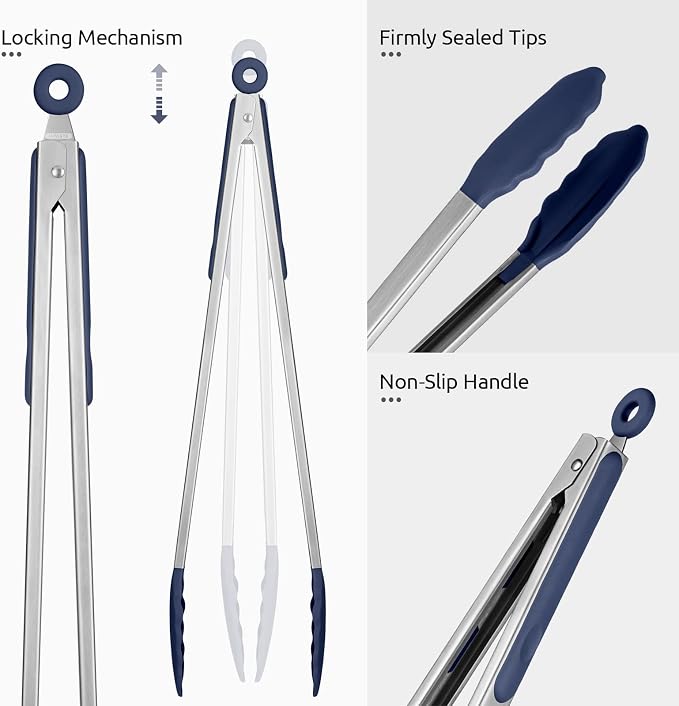 600ºF Heat Resistant Kitchen Tongs: U-Taste 16 in Extra Long Large Silicone - Image 6