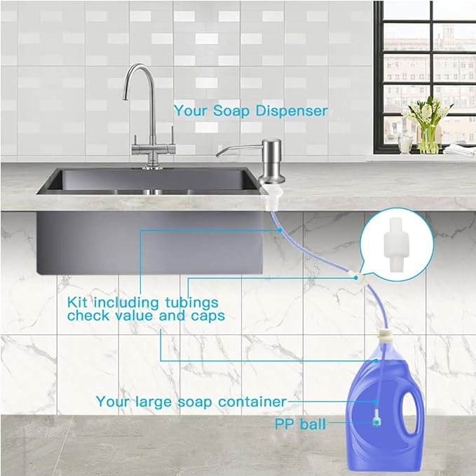 OHiHi Dish Soap Dispenser for Kitchen Sink, Countertop Sink Soap Dispenser - Image 3