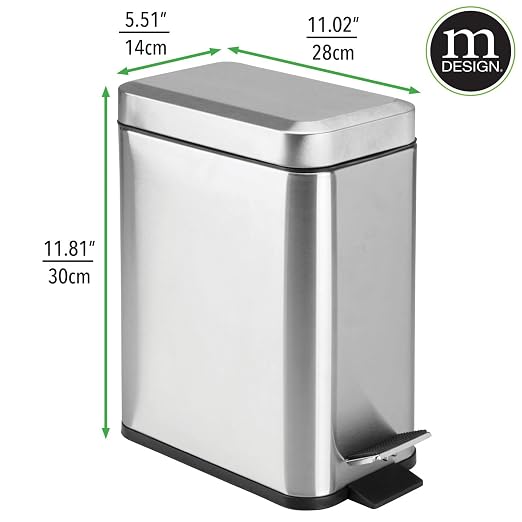 mDesign Rectangular Step-Open Wastebasket Trash Can - Image 4