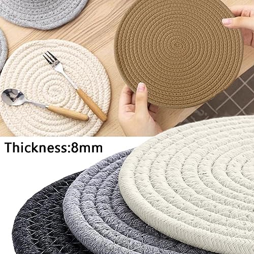 Zhiheng 5 Pack Round Coaster Potholder Cotton Braided Trivets Coffee