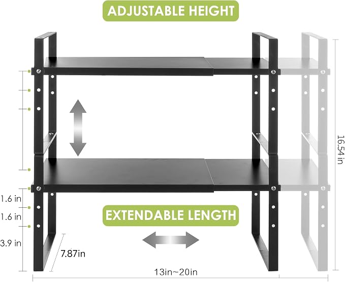 Across-Star Expandable Cabinet Shelf Organizer Rack, Stackable Kitchen Counter - Image 3