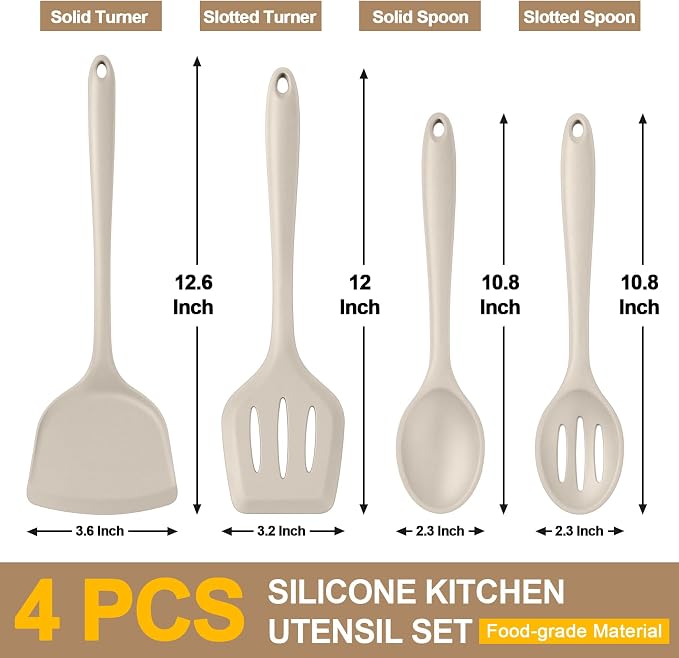 P&P CHEF Kitchen Utensil Set, 4 Pieces Non-stick Silicone Cooking Utensils - Image 2