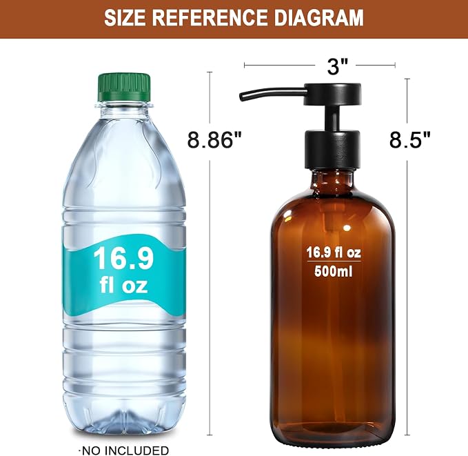 RYTOXILO Amber Glass Soap Dispenser 4 Pack, Hand Soap Dispenser Bathroom - Image 8