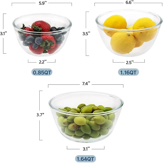 Cuiselect 3pc Glass Mixing Bowls - Image 5