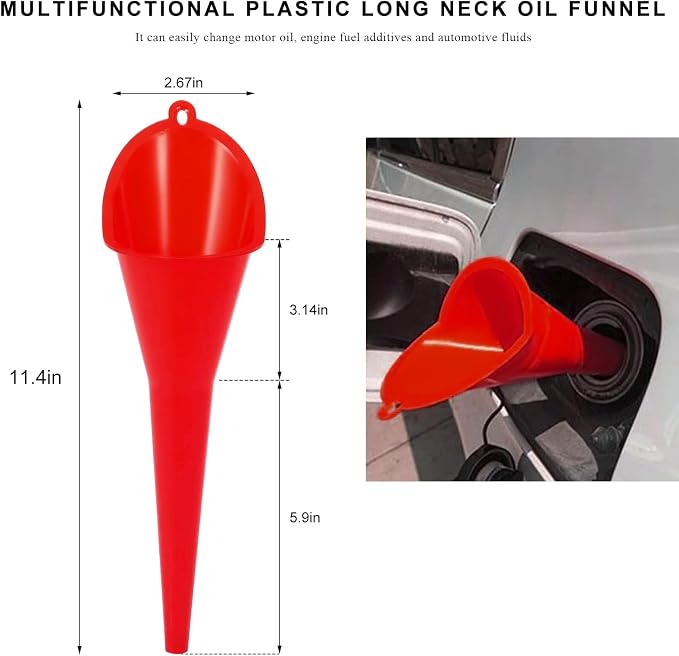 Oil Funnel, Plastic Long Neck Multi-Purpose Spill Saver Funnel, Engine Oil - Image 2