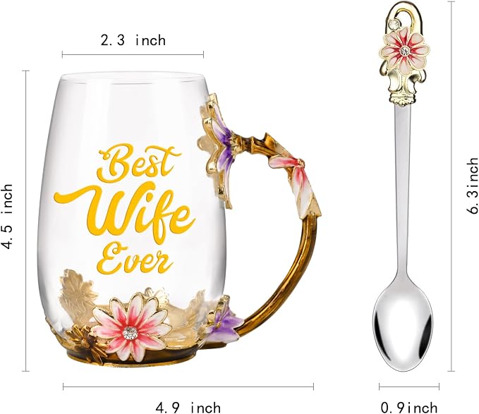 OEAGO Gifts for Wife from Husband Romantic Tea Cup Gifts for Her Birthday - Image 2