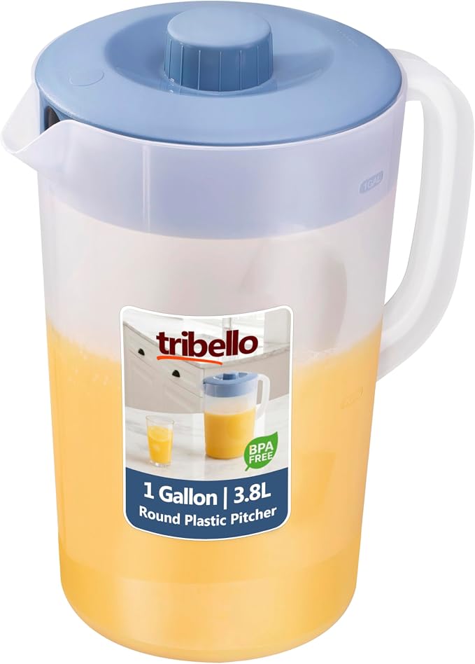 Tribello 1 Gallon Pitcher with Lid, Freezer/Dishwasher Safe, and BPA Free by Tribello