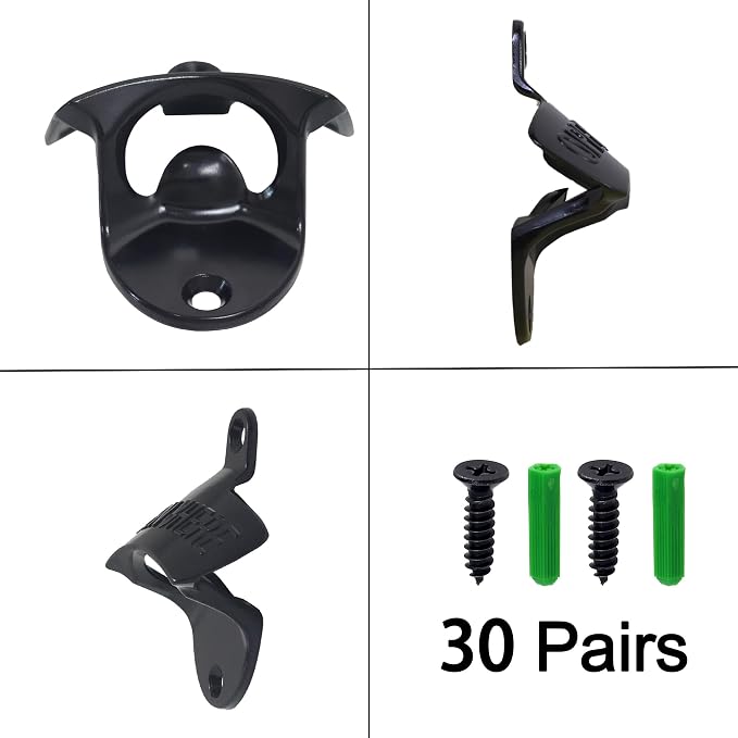 30 Packs Black Bottle Top Opener Wall Mounted Beer Cap Opener Stainless Bulk - Image 5