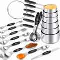 Measuring Cups & Spoons Set of 16, BOBIPRO Stainless Steel 8 Nesting Measure by BOBIPRO