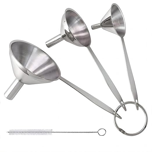 3 in 1 Metal Funnels for Filling Bottles Stainless Steel Small Kitchen Funnel by YEVIOR