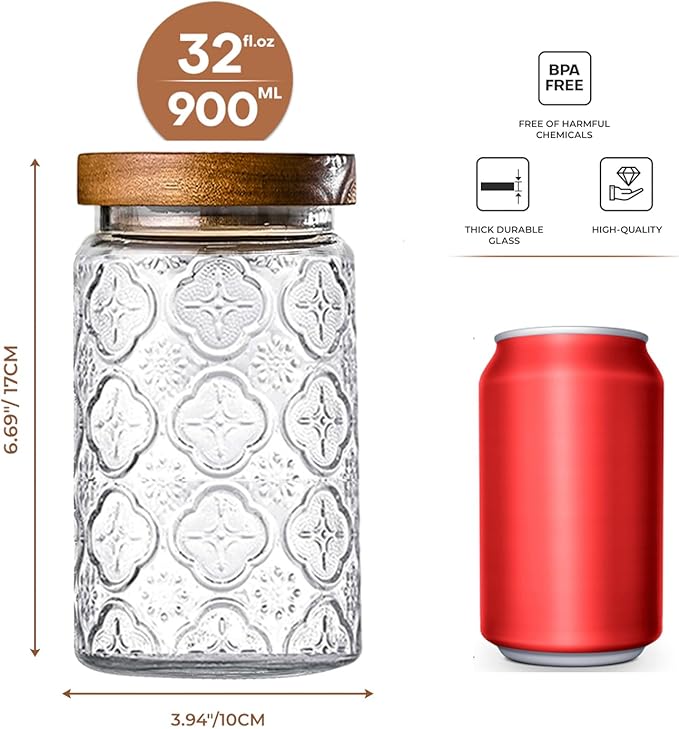 Adodeen 3-Pack 32oz Glass Jar - Image 2