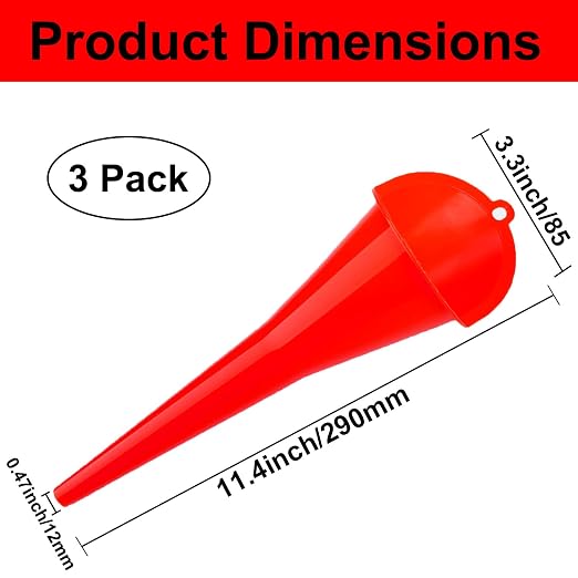 3-Pack Long-Neck Oil Funnels, Gas & Transmission Fluid - Image 2