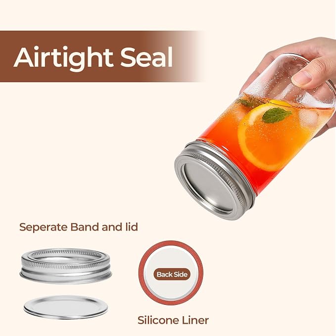 ComSaf 12 oz Mason Jars with Lids 6 Pcs, Regular Mouth Canning Jars with Seal - Image 3