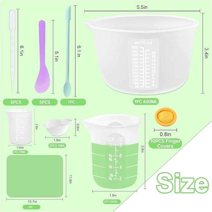 Silicone Measuring Cups Kit for Resin, Epoxy Supplies Set - Image 2