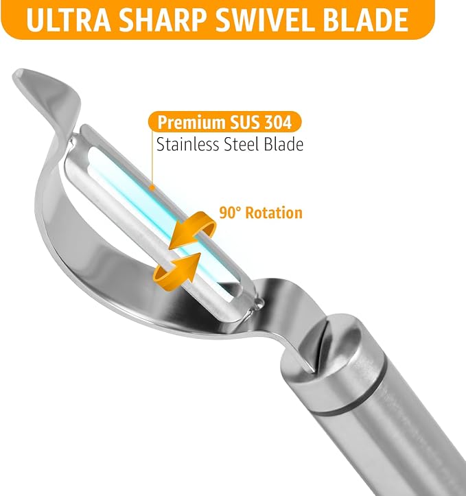 Potato Peeler Stainless Steel, Curved Multifunctional Vegetable Peeler - Image 2