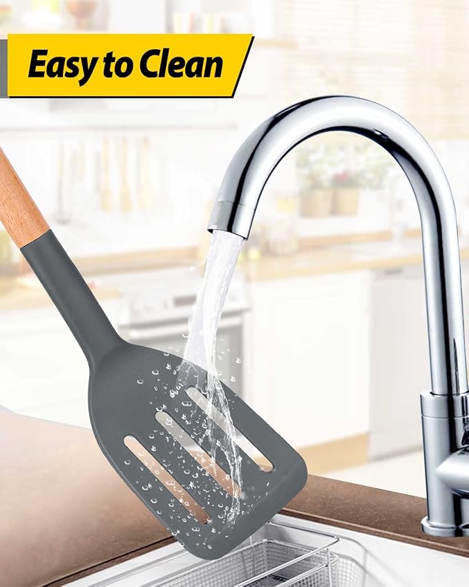 Pack of 2 Silicone Cooking Spatula, Heat Resistant Solid Turner, Non Stick - Image 6