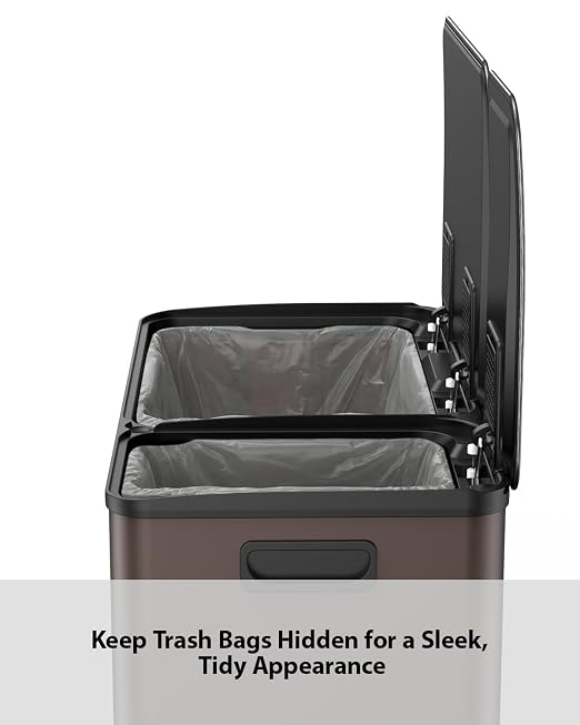 Lovewind Double Trash Can Kitchen, 13+5.5 Gallon Stainless Steel Dual Trash and - Image 6