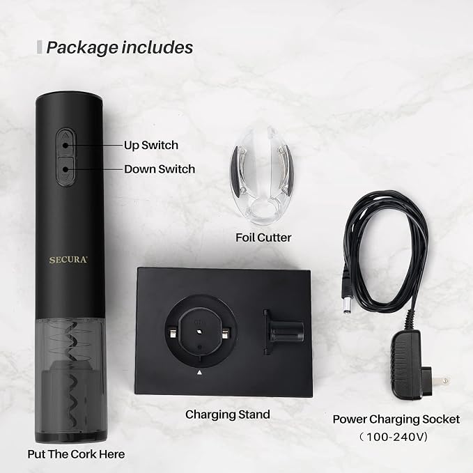 Secura Electric Wine Opener, Automatic Electric Wine Bottle Corkscrew Opener - Image 7