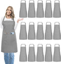 15 Pcs Adult Aprons Bulk with Pockets Adjustable Bib Chef Apron by IMERAGO