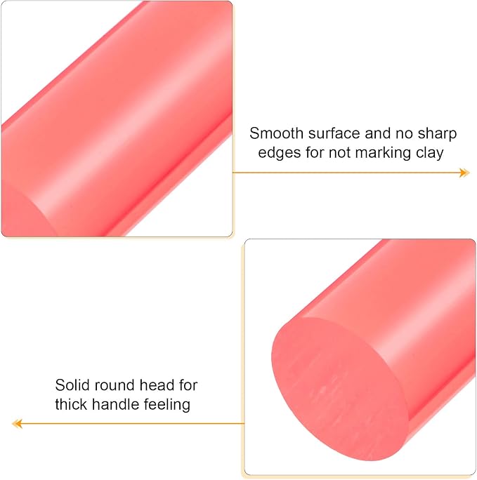 HARFINGTON Acrylic Clay Roller 8 Inch x 1 Inch Solid Non-Stick Plastic Round - Image 4