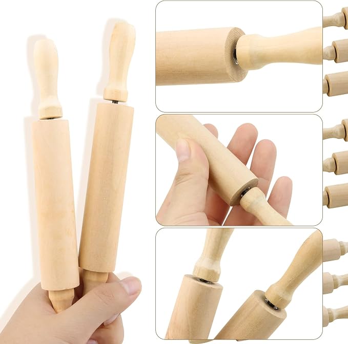 BILLIOTEAM 6 Pack 8 Inch Mini Wood Rolling Pin, Small Wooden Rollers - Image 7