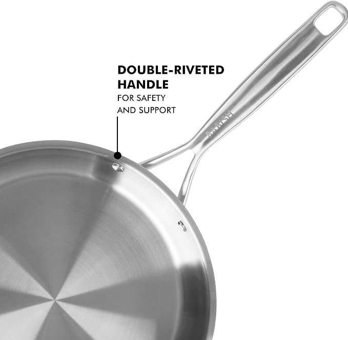 Babish 12-Inch Tri-Ply Stainless Steel Frying Pan - Image 4