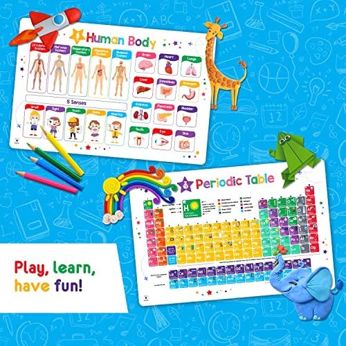 Simply Magic 5 Educational Placemats for Kids - Kids Placemats Non