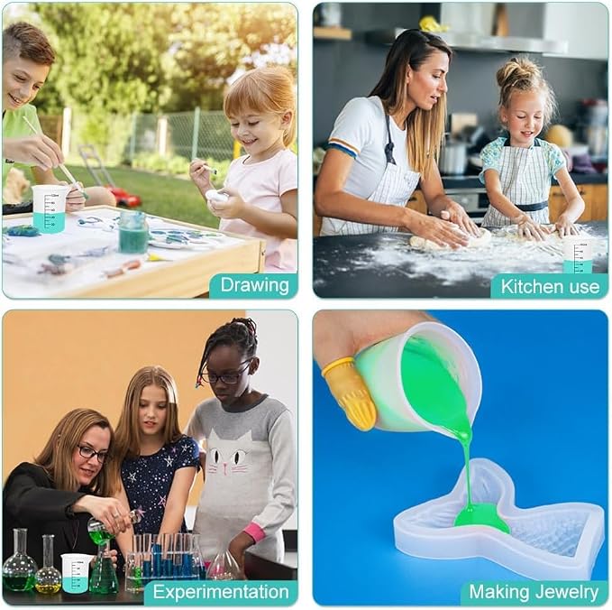8 PCS Silicone Measuring Cups Kits, Silicone Measuring Cup, 100ml Non-Stick - Image 7