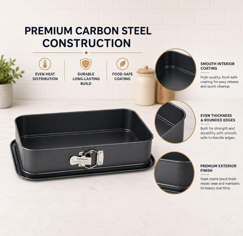Rectangular Springform Cake Pan 11.02"x7.09"x2.55" - Leakproof