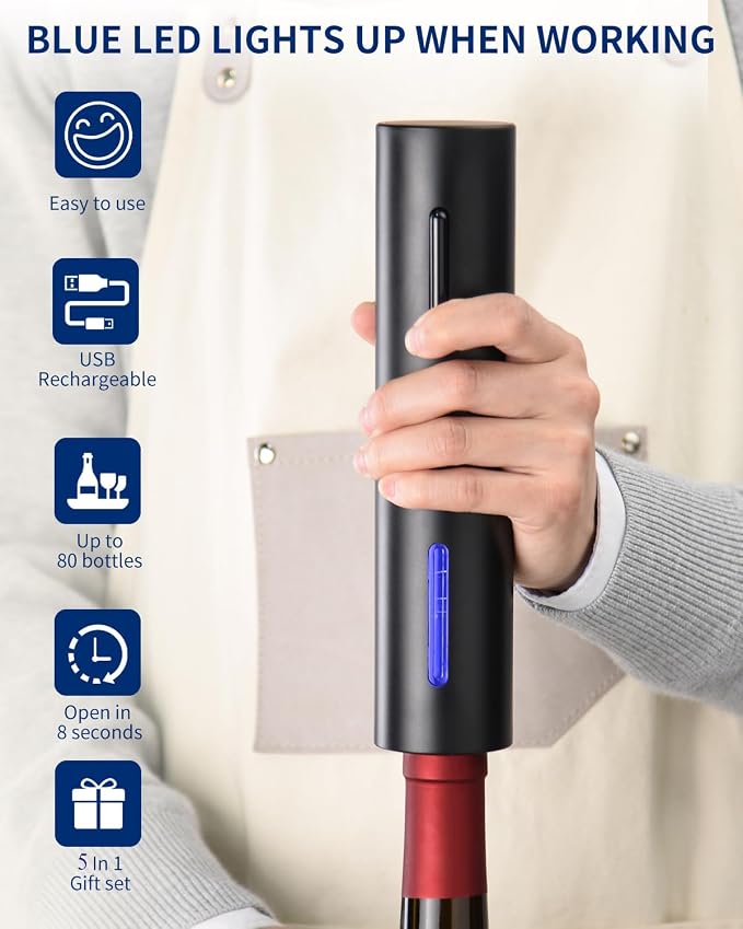 CIRCLE JOY Electric Wine Bottle Opener Set Rechargeable Wine Corkscrew Cordless - Image 3