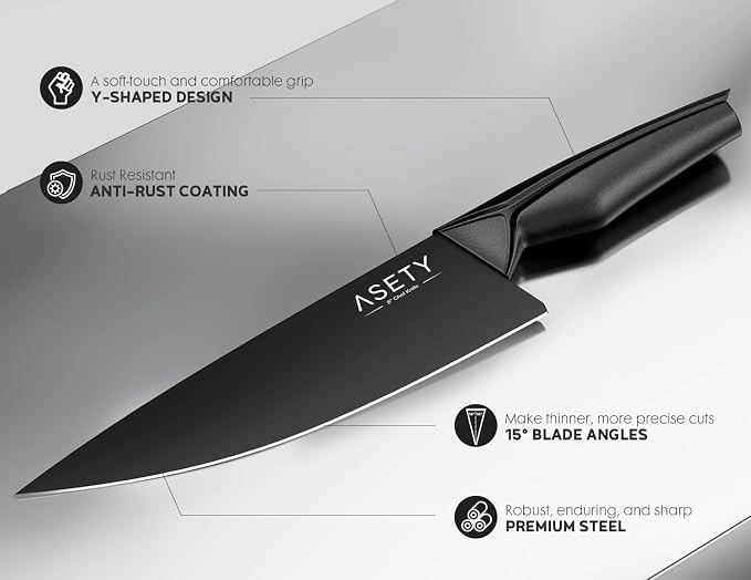 Kitchen Knife Sets with Block -15 PCS Knife Set with Bulti-in Sharpener - Image 8
