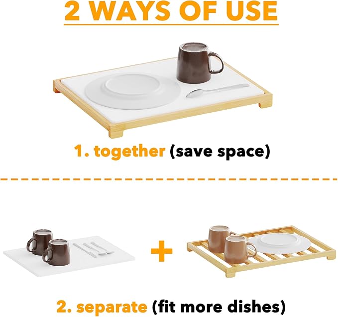SpaceAid Bamboo Rack Dish Pad, Instant Dry Diatomaceous Earth Mat - Image 5
