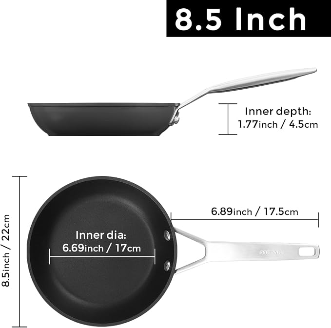 MsMk Small Egg Pan，8 1/2 inch Titanium and Ceramic Nonstick Omelette Pan，Small - Image 2