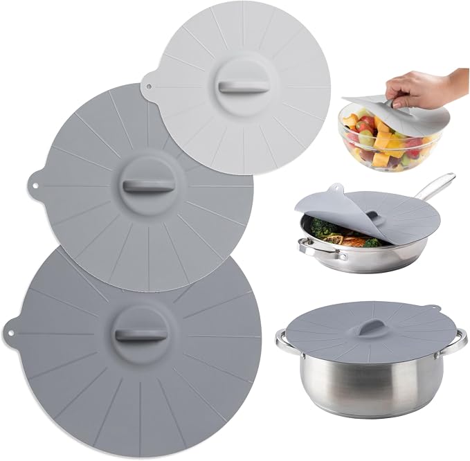 HIC Kitchen Cooking and Storage Lids, High-Heat Silicone by HIC