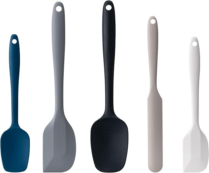 Silicone Spatula Set, 5 Piece Food Grade Rubber Spatulas by Hoewina